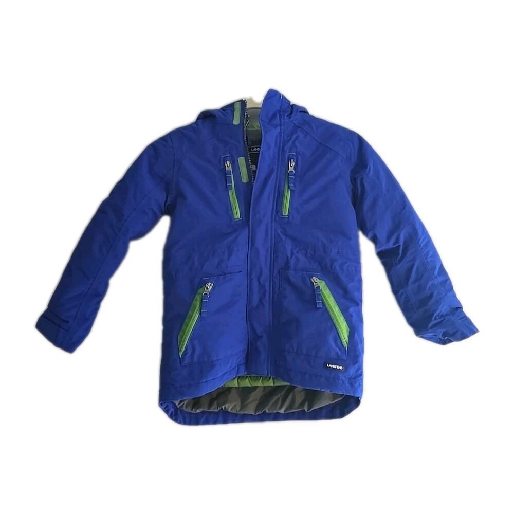 Lands' End‎ Blue Full Zip Insulated Waterproof Hooded Coat Boys Size Large